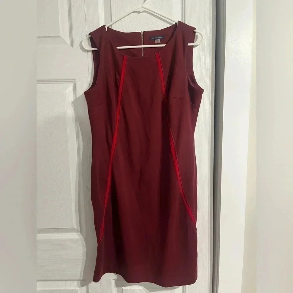Tommy Hilfiger Burgundy and Red Midi Dress